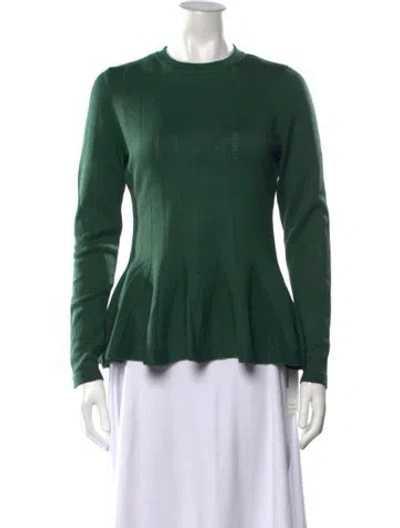 Pre-owned Lela Rose Silk Crew Neck Sweater In Green