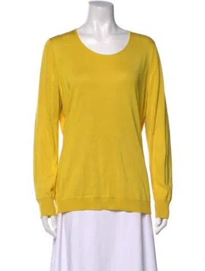 Pre-owned Lela Rose Silk Crew Neck Top In Yellow