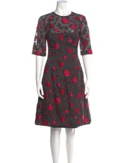 Pre-owned Lela Rose Silk Knee-length Dress In Black