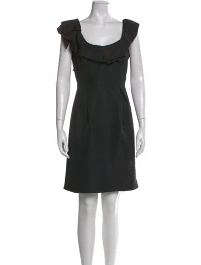 Pre-owned Lela Rose Silk Knee-length Dress In Black