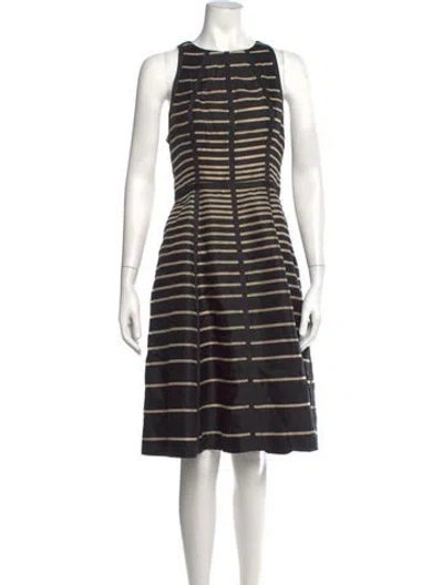Pre-owned Lela Rose Silk Knee-length Dress In Black