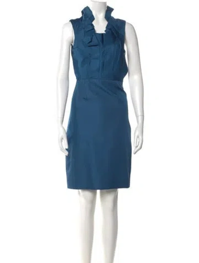 Pre-owned Lela Rose Silk Knee-length Dress In Blue