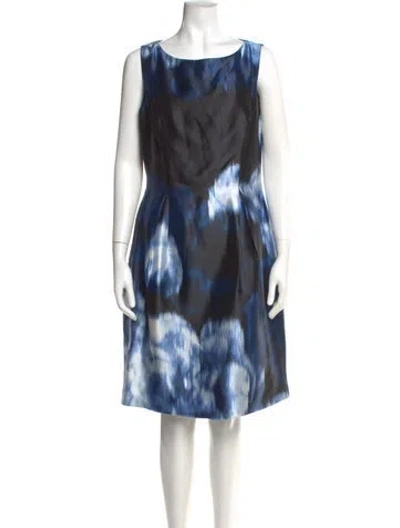 Pre-owned Lela Rose Silk Knee-length Dress In Blue