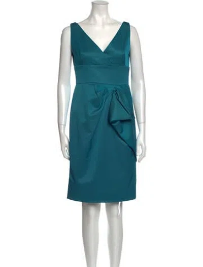 Pre-owned Lela Rose Silk Knee-length Dress In Blue