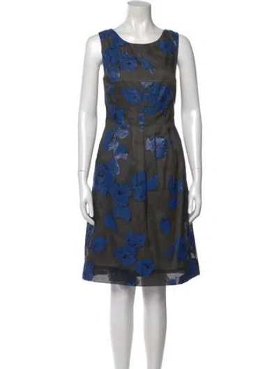 Pre-owned Lela Rose Silk Knee-length Dress In Blue