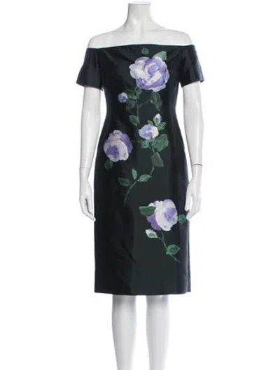 Pre-owned Lela Rose Silk Knee-length Dress In Blue