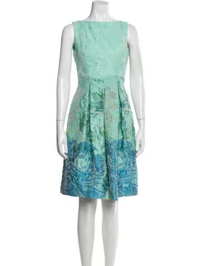 Pre-owned Lela Rose Silk Knee-length Dress In Blue