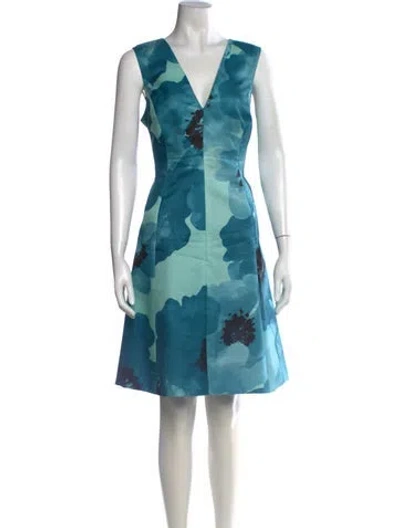 Pre-owned Lela Rose Silk Knee-length Dress In Blue