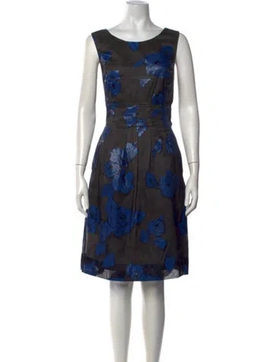 Pre-owned Lela Rose Silk Knee-length Dress In Blue
