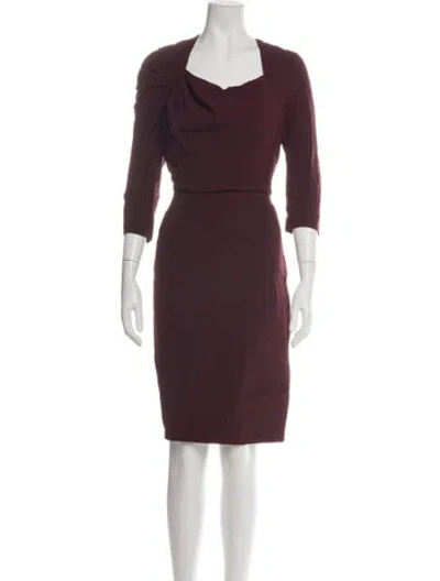 Pre-owned Lela Rose Silk Knee-length Dress In Burgundy