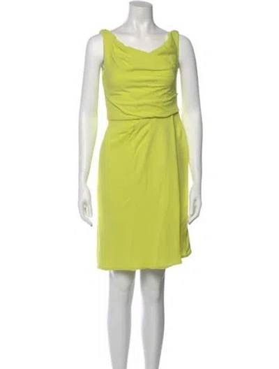 Pre-owned Lela Rose Silk Knee-length Dress In Green