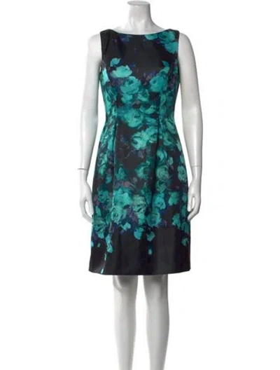 Pre-owned Lela Rose Silk Knee-length Dress In Green
