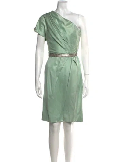 Pre-owned Lela Rose Silk Knee-length Dress In Green