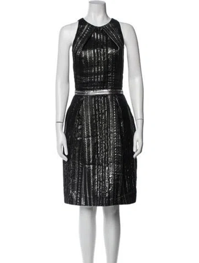 Pre-owned Lela Rose Silk Knee-length Dress In Multi
