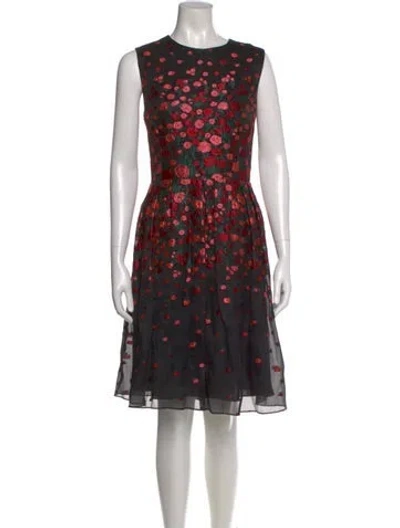 Pre-owned Lela Rose Silk Knee-length Dress In Multi