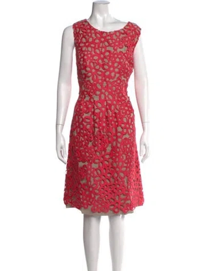Pre-owned Lela Rose Silk Knee-length Dress In Neutrals/pink