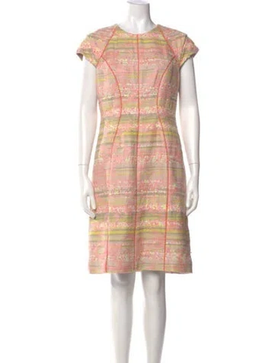 Pre-owned Lela Rose Silk Knee-length Dress In Pink