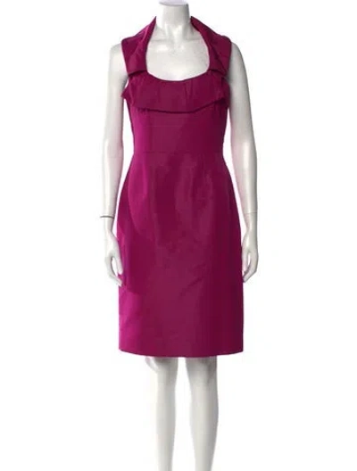 Pre-owned Lela Rose Silk Knee-length Dress In Purple