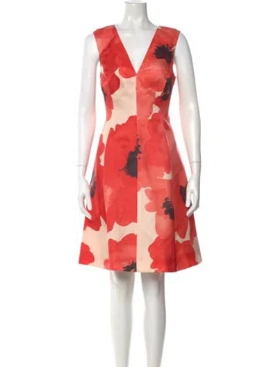 Pre-owned Lela Rose Silk Knee-length Dress In Red