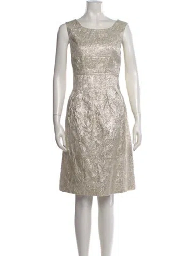 Pre-owned Lela Rose Silk Knee-length Dress In Silver