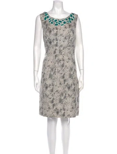 Pre-owned Lela Rose Silk Knee-length Dress W/ Tags In Gray