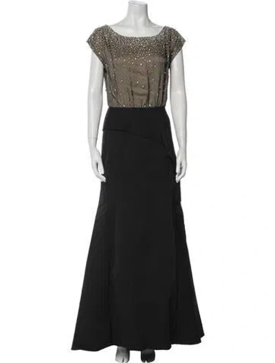 Pre-owned Lela Rose Silk Long Dress In Blue