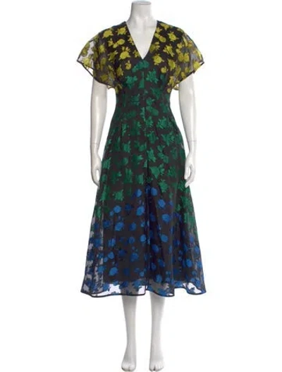 Pre-owned Lela Rose Silk Long Dress In Multi