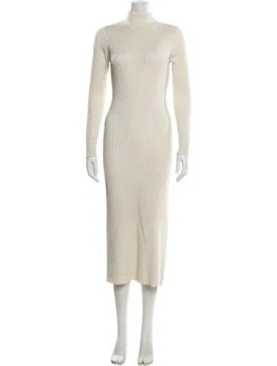 Pre-owned Lela Rose Silk Long Dress In Neutral