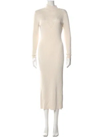 Pre-owned Lela Rose Silk Long Dress In Neutral