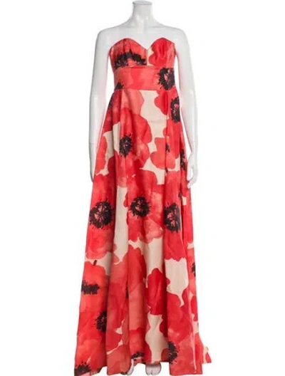 Pre-owned Lela Rose Silk Long Dress In Red