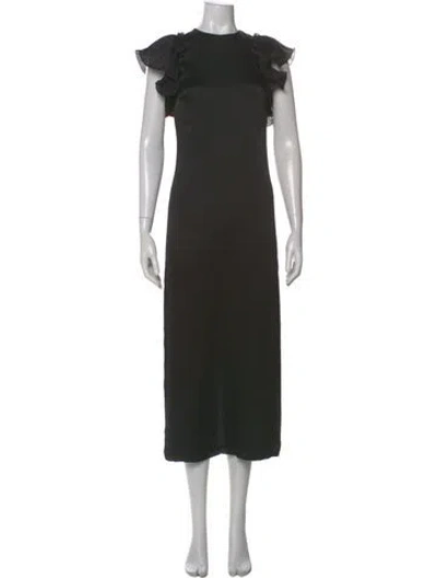 Pre-owned Lela Rose Silk Long Dress W/ Tags In Black