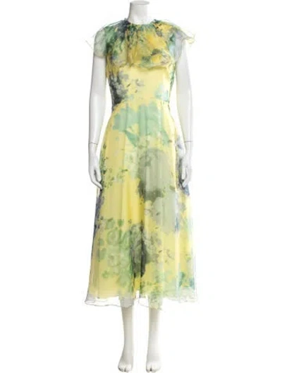 Pre-owned Lela Rose Silk Long Dress In Yellow