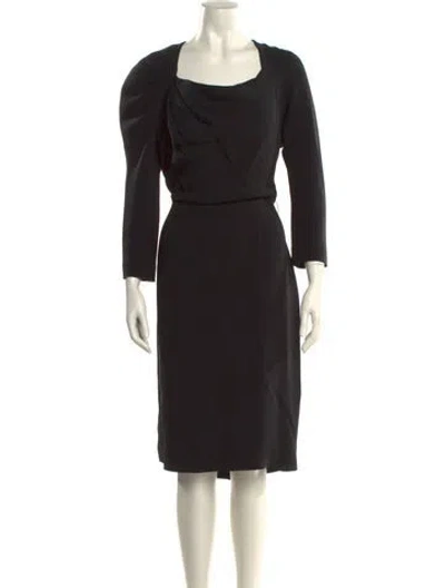 Pre-owned Lela Rose Silk Midi Length Dress In Black