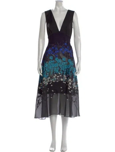 Pre-owned Lela Rose Silk Midi Length Dress In Black
