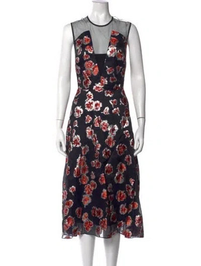Pre-owned Lela Rose Silk Midi Length Dress In Black