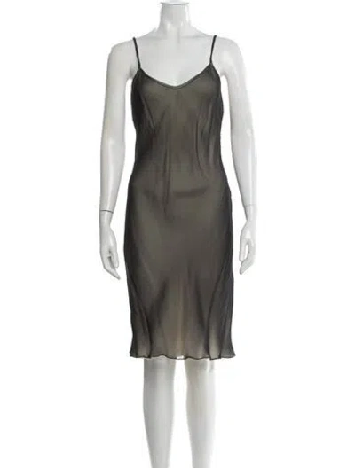 Pre-owned Lela Rose Silk Midi Length Dress In Gray