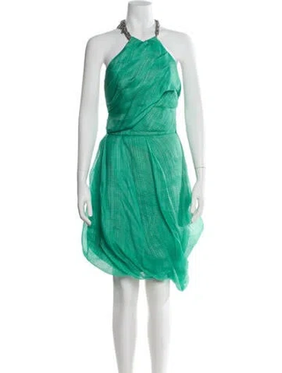 Pre-owned Lela Rose Silk Midi Length Dress In Green