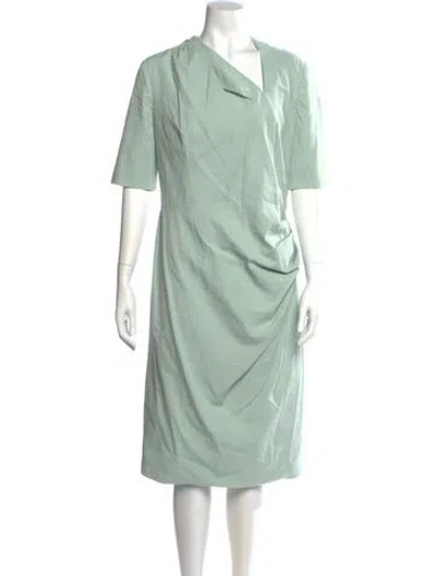 Pre-owned Lela Rose Silk Midi Length Dress In Green