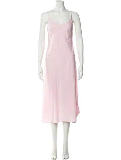 Pre-owned Lela Rose Silk Midi Length Dress In Pink