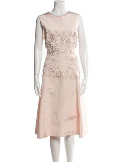 Pre-owned Lela Rose Silk Midi Length Dress In Pink