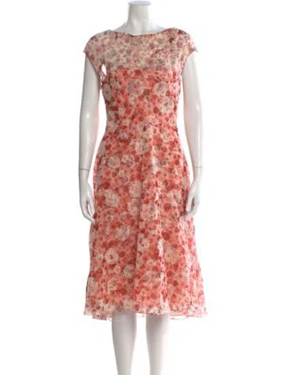 Pre-owned Lela Rose Silk Midi Length Dress In Pink