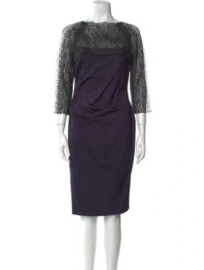 Pre-owned Lela Rose Silk Midi Length Dress In Purple