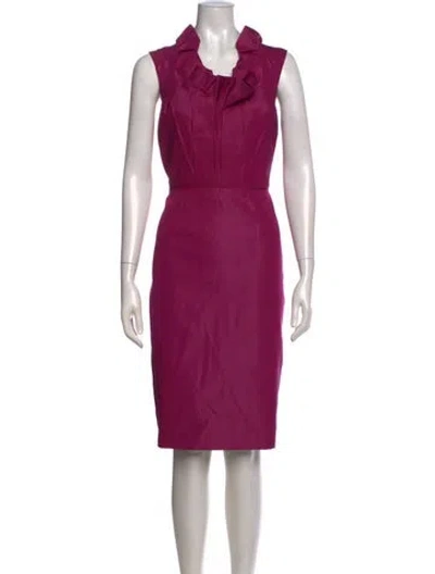 Pre-owned Lela Rose Silk Midi Length Dress In Purple