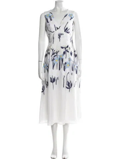 Pre-owned Lela Rose Silk Midi Length Dress In White