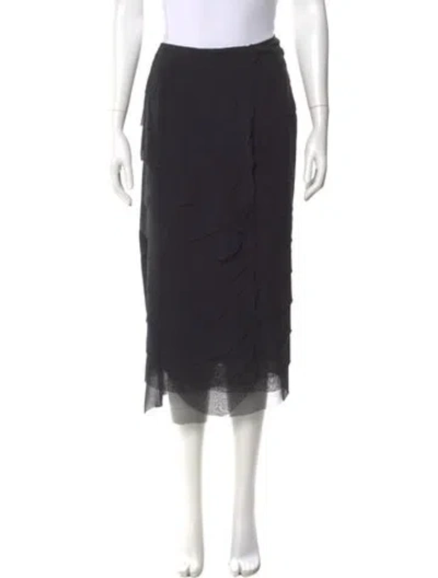 Pre-owned Lela Rose Silk Midi Length Skirt In Black