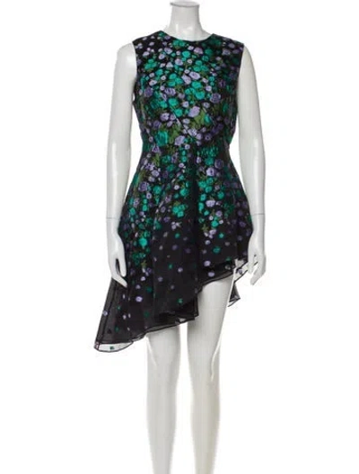 Pre-owned Lela Rose Silk Mini Dress In Black