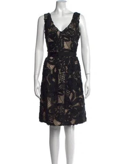 Pre-owned Lela Rose Silk Mini Dress In Black