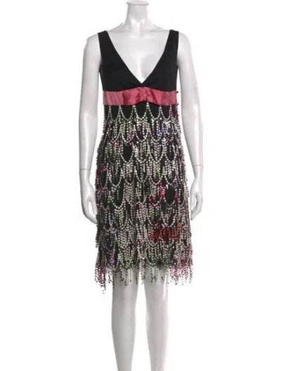 Pre-owned Lela Rose Silk Mini Dress In Black