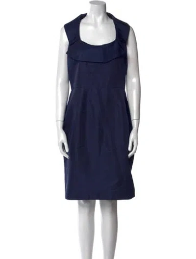 Pre-owned Lela Rose Silk Mini Dress In Blue
