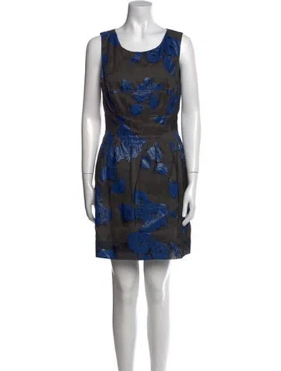 Pre-owned Lela Rose Silk Mini Dress In Blue